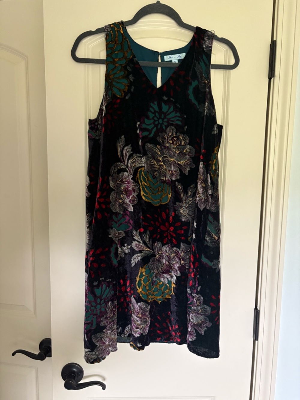 She+Sky Womens Small Floral Velvet Burnout Sleeveless Dress Whimsigoth Fairy